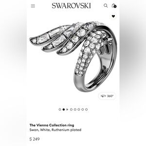 Swarovski Black Rhodium Triple Band Ring with Clear Crystals